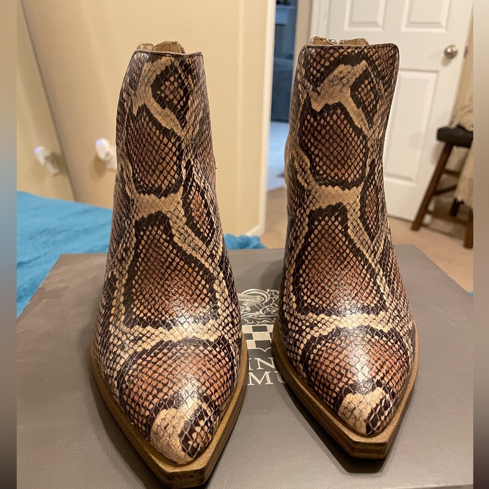 Vince Camuto Spiced Sand Snakeskin Ankle Boots